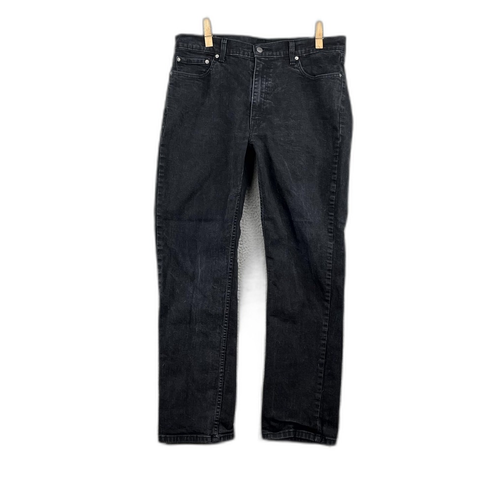 Levi's 514 Straight Jeans Mens 38x32 Black Denim Dark Wash Corpore Biker Camping